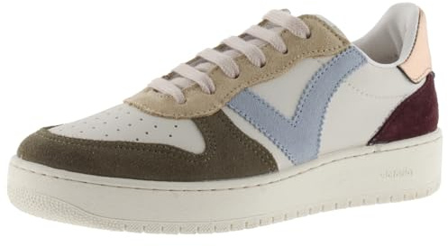 victoria Low-Top Madrid Leder-Effekt & Mehrfarbige Spaltlederteile & Metallic-Ferse 1258240 für Damen KAKI 38