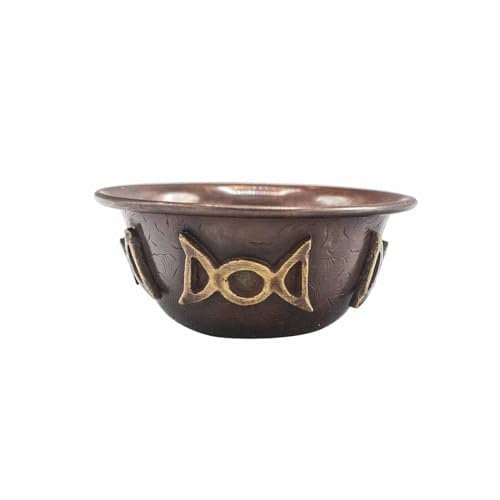 Copper Ritual Bowl, Chalice or Goblet: Enhance Your Witchcraft, Spells, Altar, Pagan & Wiccan Rituals (Triple Moon, Bowl)