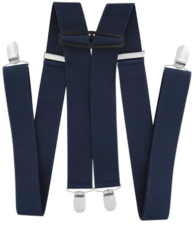 axy Hosenträger für Herren breit 3,5 cm in H-Form mit 4 Hosenträger Clips extra stark längenverstellbar