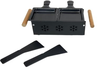 Fackelmann 40191 Appareil a raclette, raclette 2 personnes, appareil raclette pour 2, fromage, bougie, bois, Acier, Nylon, 16 24,5 x 16 x 6,1 cm