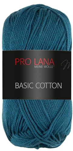 Frida's Wollhaus Pro Lana 50 g Basic Cotton Baumwolle Stricken Häkeln Wolle Basic-Garn 64 Farben (68 | Petrol)