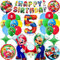 Mario Geburtstagsdeko Set - Kindergeburtstag Dekoration mit Luftballons und Party Gekoration für 5 Jahre