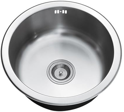 Fregadero Cocina Redondo 1 Seno Fregadero Encastrar de Acero Inoxidable Fregadero Sobre Encimera de un Seno Con Filtro Para Cocina, Comedor, Bar, Mueble (30 * 30cm)