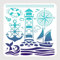 NBEADS Marine Thema Malerei Schablone, 30x30cm Leuchtturm Schiff Anker Journal Schablonen Ausgehöhlte Kunst Schablonen Pet Wiederverwendbare Schablonen für Malerei Journaling Tagebuch Scrapbook
