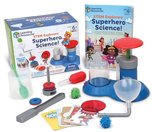 Learning Resources STEM Explorers Superhero Science, Kit Scientifico per Bambine e Bambini di 6 Anni, Include 10 esperimenti