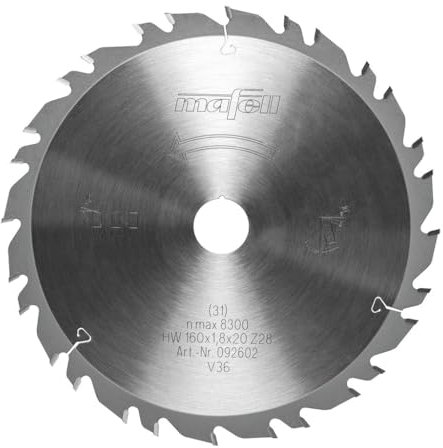 Mafell Sägeblatt-GT, 160 x 1,2 / 1,8 x 20 mm, Z 28-7, 3WZ/FZ, für universellen Einsatz in Holz