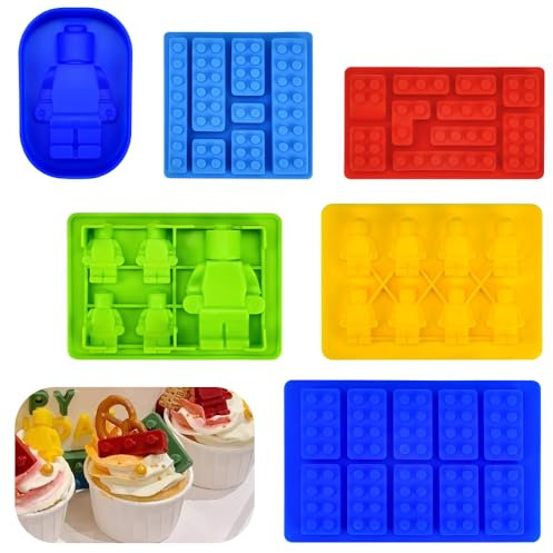 MININUSI 6 PCS Silikonform Bausteine Schokoladenform Roboter Schokolade Silikonform Pralinen Antihaft Pralinenform Silikon Backform Pralinen Eiswürfelformen Bonbonformen Süßigkeitenformen für Backen