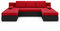 roe furniture Ecksofa mit Schlaffunktion 285x150x94 cm - Wohnlandschaft U Form - Kollektion Bolt U - Sofa U Form - Eckcouch mit Bettkassen - Rot Schwarz