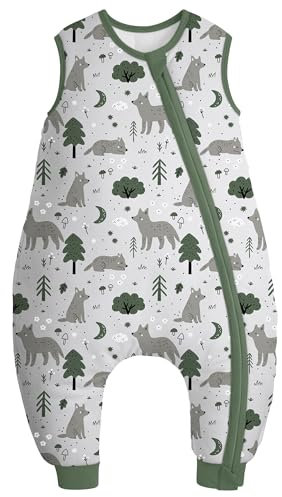 Yoofoss Baby Schlafsack Winter mit Füßen Baumwolle 2.5 TOG Warm Winterschlafsack mit Beinen Babyschlafsack Kinder Schlafstrampler 80 cm für Neugeborene Jungen Mädchen 18-36 Monate