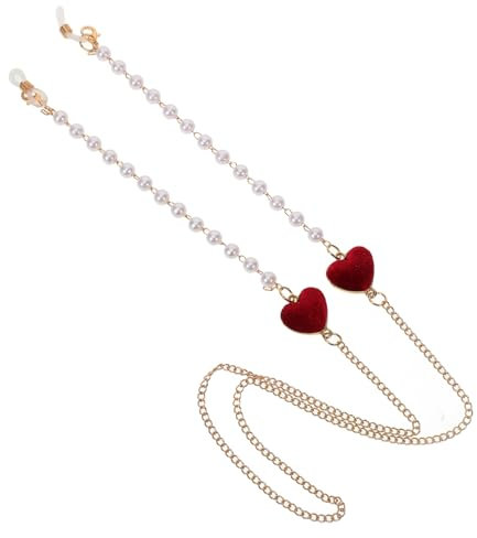 Uonlytech Collier Porte Lunettes Femme Style Cordon Avec Perles Coeur - Chaîne Anti-Glisse Pour Lunettes Masque Soleil - Accessoire Mode 30
