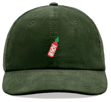 Hot Sauce Chili Bottle Corduroy Baseball Cap Vintage Unisex Dad Hat Adjustable, dark olive, Einheitsgröße
