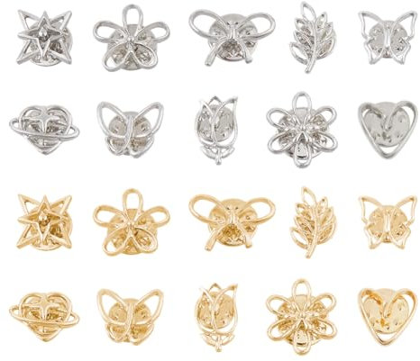SUPERFINDINGS 20 Stück 20 Stile Gold Oder Silber Modesty Pin Für Den V Ausschnitt Teil Blumen Herz Stern Schmetterling Blatt Reversnadeln Brosche Für Hemd Einfache Pullover Clips