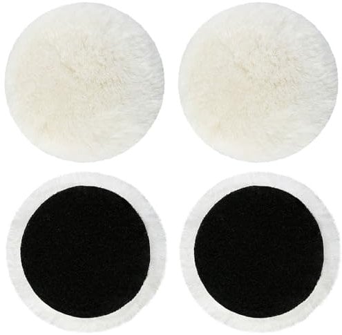 BEELUKY Pack of 4 Wool Polishing Pad 125 mm Wool Polishing Attachment Angle Grinder Velcro Polishing Disc Compatible Bosch Orbital Sander Lambswool Hood Car Polishing Hood for Polishing Machine