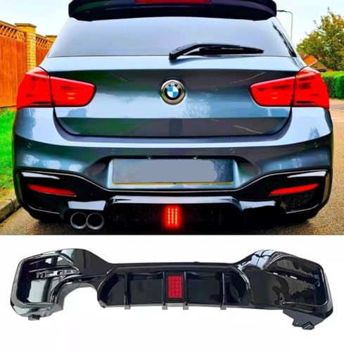 For Auto Perfectionists UK Rear Diffuser Lip Valance Bumper Compatible With BMW 1 Series F20 F21 LCI 2015-2019 WITH LED ABS Carbon Fibre