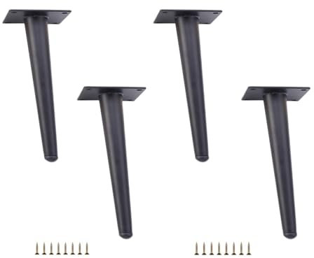 EIOTAZRE Lot de 4 pieds de meubles inclinés de 15 cm en métal - Pieds de meubles noirs - En acier inoxydable - Pour tables, canapés, armoires TV, chaises, armoires