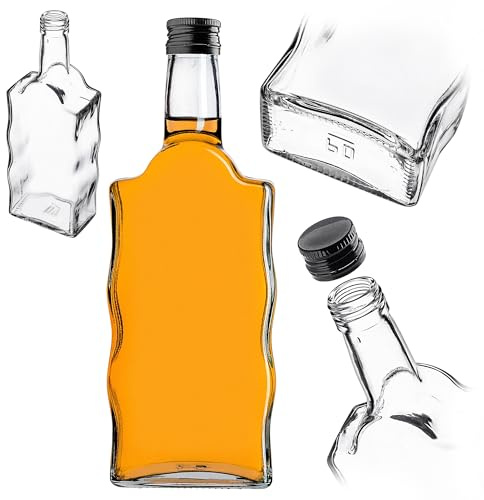 KADAX Glasflaschen 500ml mit Schraubverschluss Schwarz – Leere Flaschen zum Befüllen für Saft, Likör, Öl, Essig & Sirup, Refillable Glass Bottles
