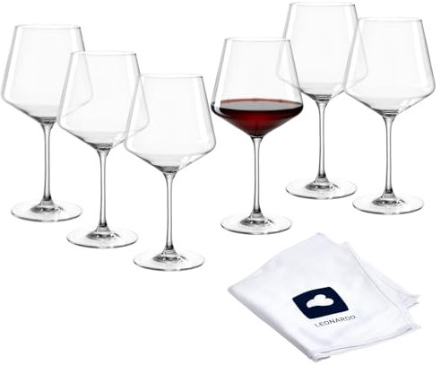 LEONARDO HOME Burgunderglas PUCCINI (6er Set) inkl. Poliertuch • Spülmaschinenfeste Wein-Gläser (730 ml) • Stoßfest & Alltagstauglich • 040981