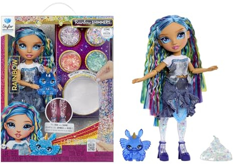Rainbow High Rainbow Shimmers with Slime - Skyler, Blue - 28cm Fashion Doll, Comes with a Slime Kit and a Pet Bunny, Suitable for Children Ages 4+