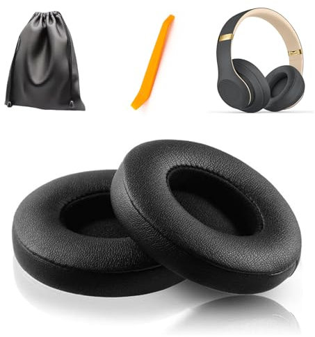 Replacement Ear Pads for Beats Solo2 & Solo3 Wireless On-Ear Headphones – Soft Memory Foam Cushions with Premium Protein Leather – Comfortable, Durable, Thicker & Easy to Install (Black)