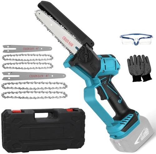 Motosierra con batería Mini compatible con Makita 18 V (sin baterías), sierra de podar eléctrica de 8 pulgadas y 6 pulgadas, sierra pequeña con cadena de bloqueo de seguridad, engrasador automático