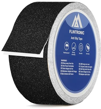 flintronic Antirutsch Klebeband, 50mm x 5m Treppe Anti Rutsch Streifen, Rutschfest Klebeband, Anti-Rutsch-Band Selbstklebend, Schwerlast Antirutsch für Treppen Wasserdicht Außen Innen