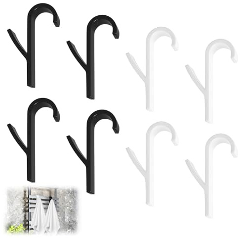 Kuugeo Crochet Radiateur pour Seche Serviette, 8 pièces Crochet pour Seche Serviette, Cr ochet Se rviette Salle De Bain, Croch et Porte Se rviette, pour tous les dissipateurs thermiques standard.