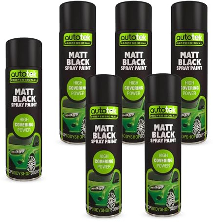 Autotek Matt Black Spray Paint 500ml – Professional Acrylic Aerosol for Cars, Wheels & Bodywork – High Coverage, Fast Drying, Fade Resistant, Durable Matte Finish