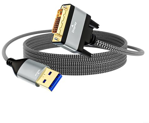 Homeponnew Cable USB 3.0 a DVI, núcleo de cobre robusto para una señal confiable, perfecto para conectividad de laptop a monitores externos o proyectores, elegante diseño gris