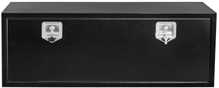 Crevyteg Underbody Truck Box Steel Storage Tool Box, Tool Chest Organizer w/Lock and Keys For Pickup, Truck Bed, RV, Trailer, Heavy Duty Waterproof Black Box, 36 in x 18 inx 18 in