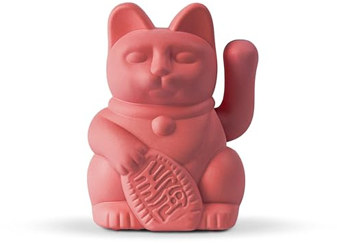 DONKEY Lucky Cat Solar Berry Red „Aiko“ – kleine beerenrote Solar-Winkekatze/Glückskatze, 5 cm, Steht für Liebe, ohne Batterie