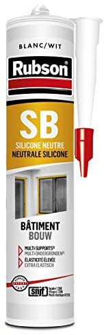 RUBSON SB , Mastic Silicone Neutre Bâtiment, Special Chantier, Certifié Snjf, Blanc, Cartouche de 280 ml