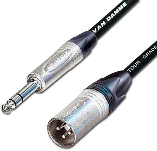 Male XLR to ¼ TRS Jack Lead. Balanced Van Damme Mic Cable. Short 10m 6m 3m 20m (30m, Black)