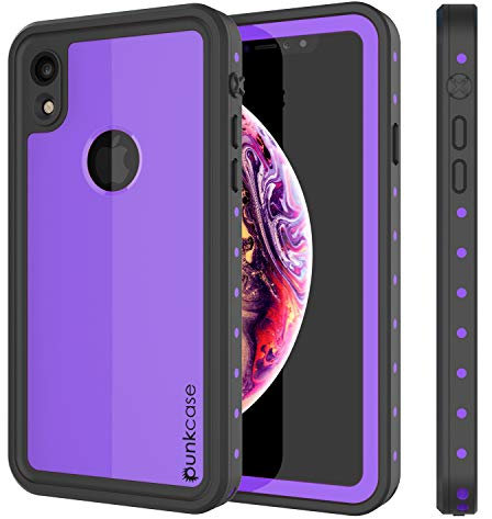 PunkCase iPhone XR Waterproof Case, [StudStar Series] [Slim Fit] [IP68 Certified] [Shockproof] [Dirtproof] [Snowproof] Armor Cover for Apple iPhone XR [Purple]