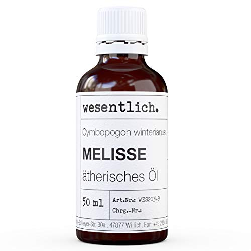 wesentlich. Melissenöl - ätherisches Öl - 100% naturrein (Glasflasche) - u.a. für Duftlampe und Diffuser (50ml)