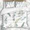 Soefipok Bettbezug-Sets Botanical Green Leaf Aquarell Eukalyptus Zweige Muster Florist Hand Natur Grün Zweig Mikrofaser Bettwäsche mit 2 Pillow Shams