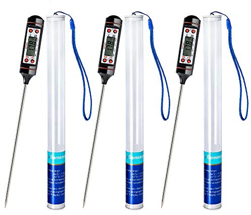 oujilet Thermometer Küche 3 Stücke Universales Haushaltsthermometer Digitales Kochthermometer Küchenthermometer Fleischthermometer, Ablesbar 50°C- 300°C,°C/°F Umschaltbar Thermometer mit Schutzhülle
