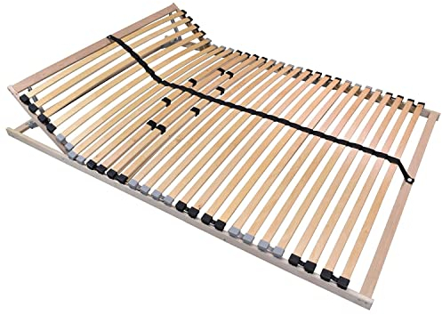 Lattenrost mit höhenverstellbarem Kopfteil - 140 x 200 cm Bettrost mit 28 Leisten in 7 Zonen und einstellbarem Härtegrad für besonderen Comfort - für alle Matratzenarten