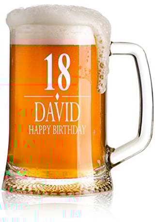 ukgiftstoreonline Personalised Engraved Birthday Beer Tankard Glass Gift 18th, 21st, 30th, 40th, 50th, 60th, 70th, 80th