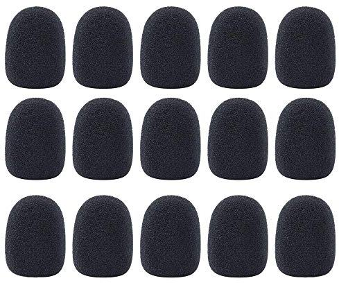 Voarge Schaumstoff Mikrofon, Schaum Mikrofon Deckel, Mini Größe, 15 Stück Mini-Mikrofon Headset Windschutzscheibe, Headset Mikrofon Windschutzscheiben Schwamm Mini Größe schwarz