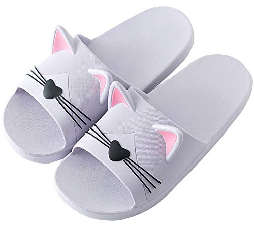 Acfoda Ciabatte Donna Uomo Estive Pantofole Casa Antiscivolo MorbideSandali da Spiaggia Piscina Doccia Infradito Mare Comode Leggere con Orecchie di Gatto Viola 39/40