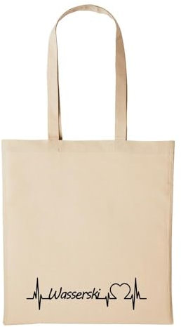 Huuraa Baumwollbeutel Wasserski Geschenk Einkaufstasche Natural 10 Liter Baumwolle Wasserski Accessoire