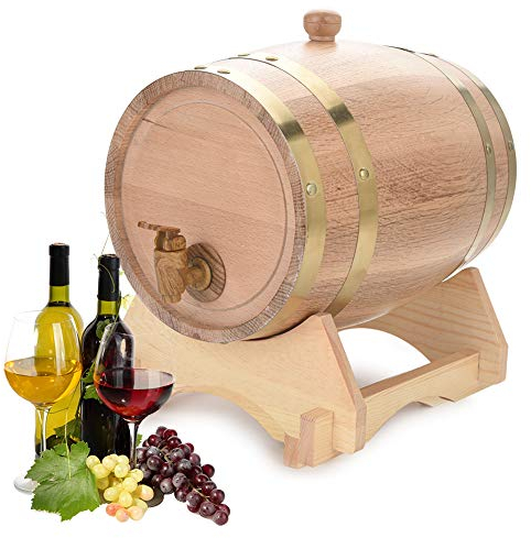 Fût de Chêne, Vin Botte de Chêne, Distributeur de Vin d'Année pour Vin avec Alcool Conservation, pour Whisky, Vin, Bière, Bourbon, Teckila, etc 5L