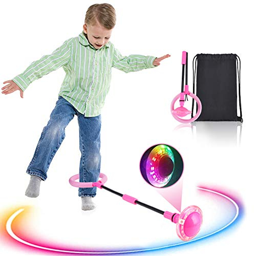Kqpoinw Cheville Skip Ball, Flash Saut Anneau Ball Dancing Ball Lumière Skip Ball Lumière Skip Ball Balle Sauteuse Skip Ball pour Adulte et Enfant (Rose)