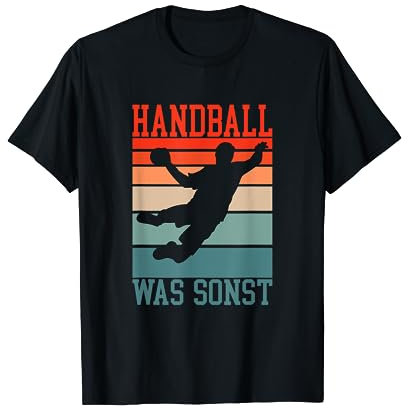 Handball Was Sonst Handballer T-Shirt - Handballspieler Handball Geschenke - Erwachsene (Männer) - Schwarz - S - Retro - Kurzarm - V-Ausschnitt - Polyester - T-Shirt