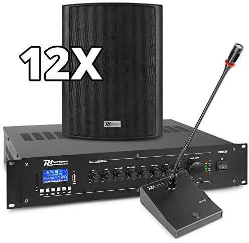 Power Dynamics 100 V Beschallungsanlage mit 12 Lautsprechern und Bluetooth