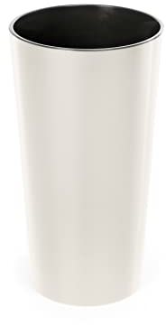 Happy Flower | Blumentopf | Pflanzkübel | Glatte Oberfläche | aus Kunststoff | inkl. Einsatz | (ø 19,5 cm/Höhe 36 cm, Creme)