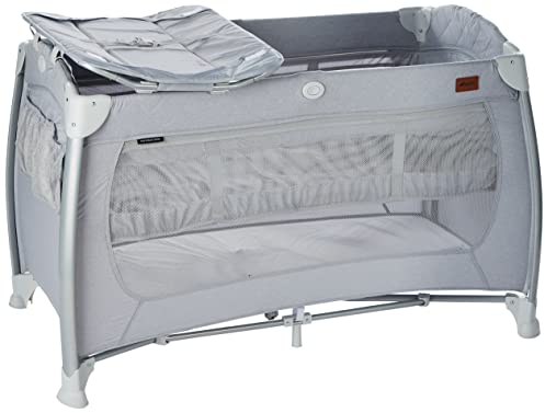 hauck Reisebett Play N Relax Center mit Wickelauflage, höhenverstellbar und seitlichem Einstieg - Quilted Grey