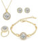 TOFBS Runder Kristall Schmuckset Halskette Armband Ohrringe Ring Damen Glänzend Elegant Hochwertig Zeitlos