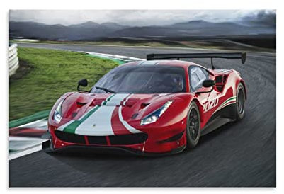 Supercar Poster Ferrari 488 GT3 Evo Dekoratives Gemälde Leinwand Wandkunst Wohnzimmer Poster Schlafzimmer Gemälde 50 x 75 cm