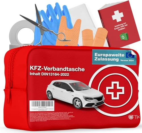 3x Verbandstasche für KFZ inkl. Extra Anleitungsbuch - Verbandskasten Auto nach aktueller Norm 2024 - DIN13164 - Erste Hilfe Set - Sozial verpackt